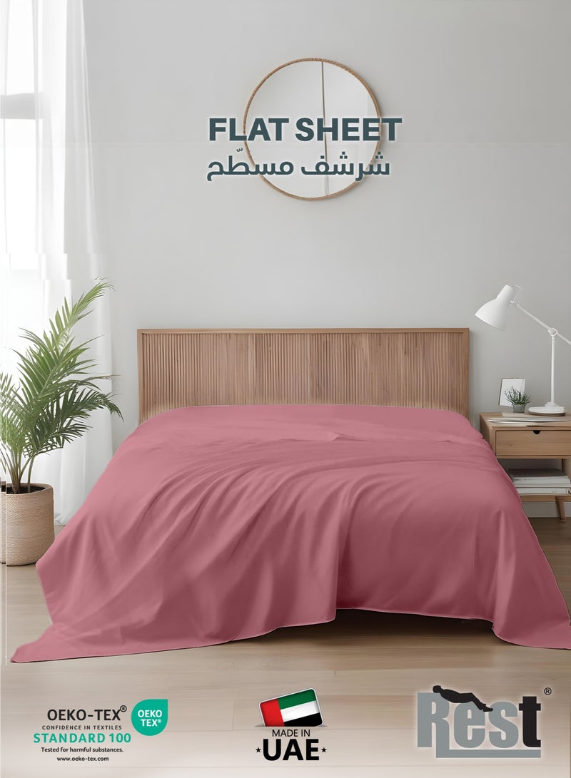 REST Flat Bedsheet 220x240cm Plush Mauve Breathable Machine Washbale Bedsheet Extra Soft Easy Fit Highly Breathable Bedding & Linen Cover - Image 1
